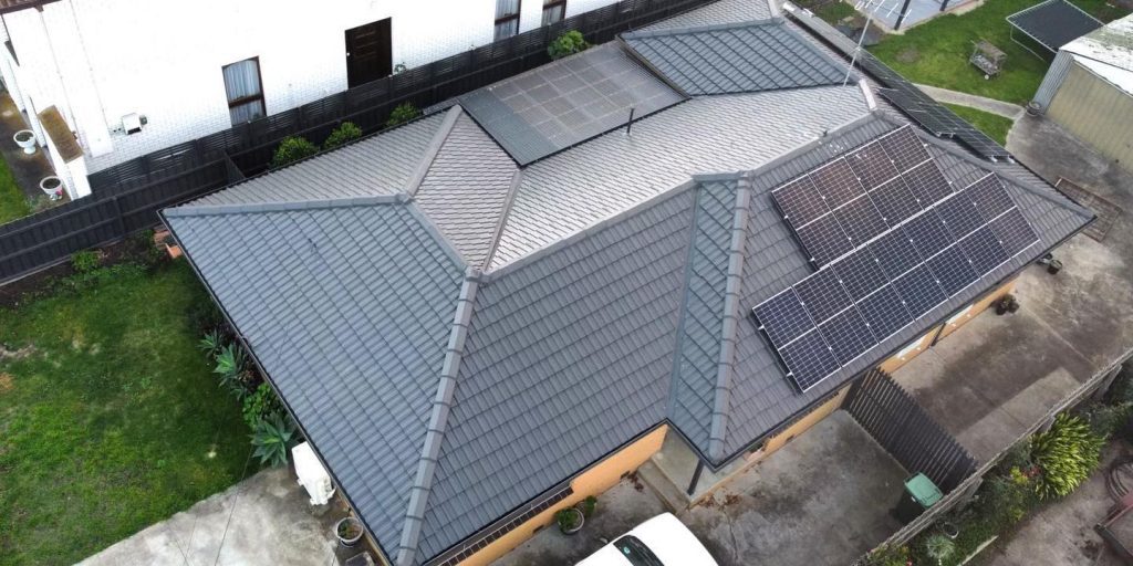 top down image of home after painting roof tiles